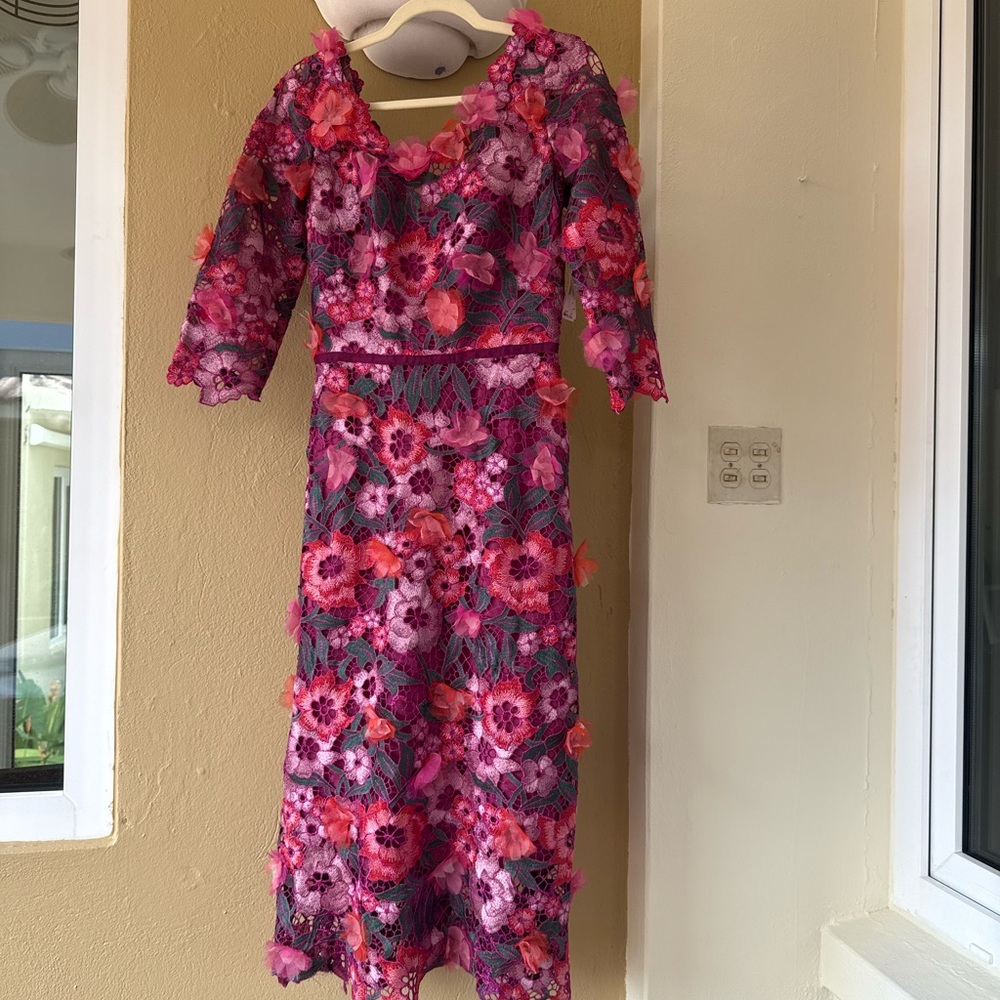 Elegant Floral Kids Dress - Pink and Red